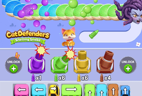 Cat Defenders: Shelling Snake MiniGame